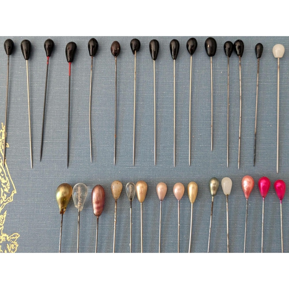 29 Vintage Corsage Pins Teardrop Pearl Millinery Floral Craft Lot